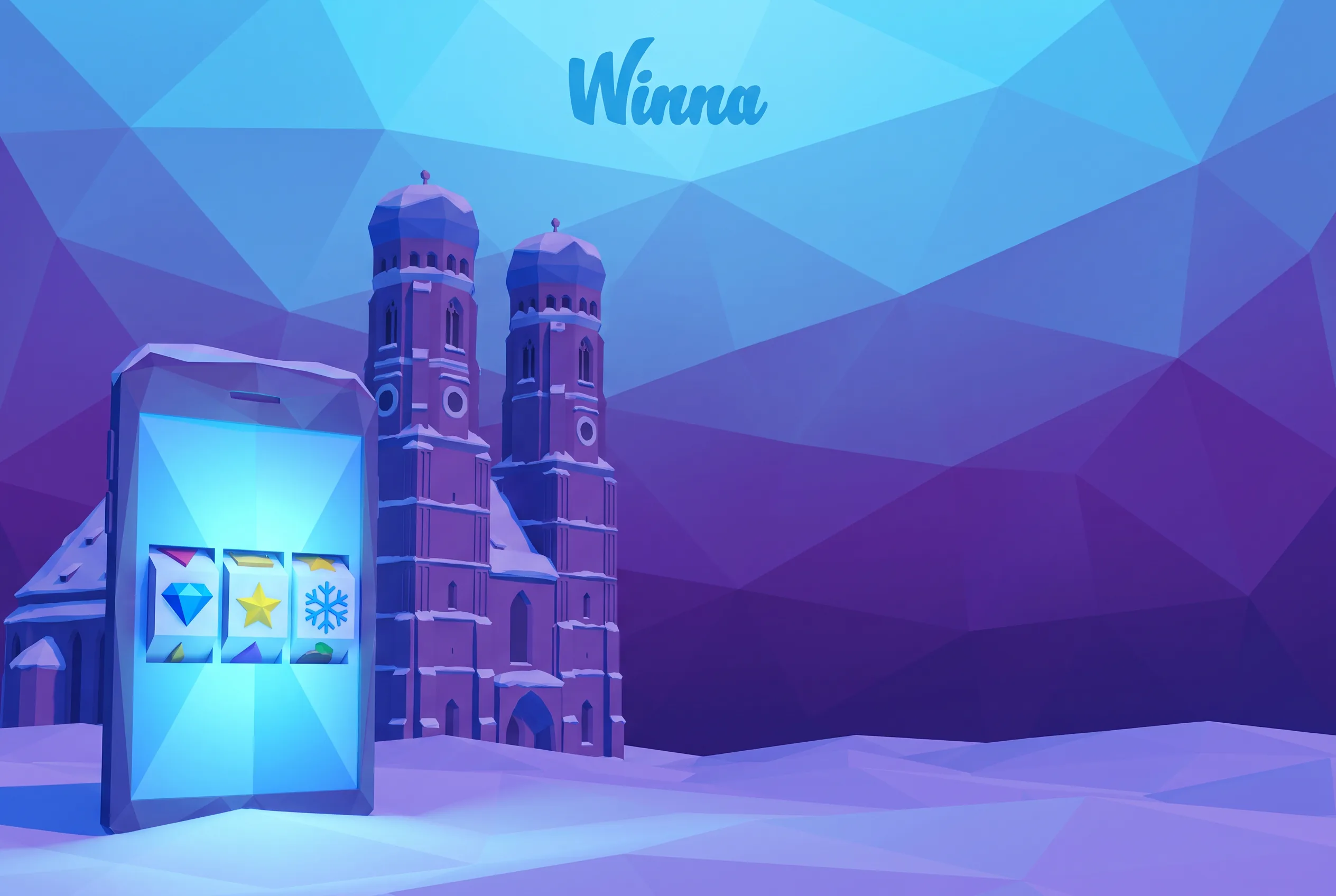 Winna im Smartphone-Browser vor einer alpinen Landschaft