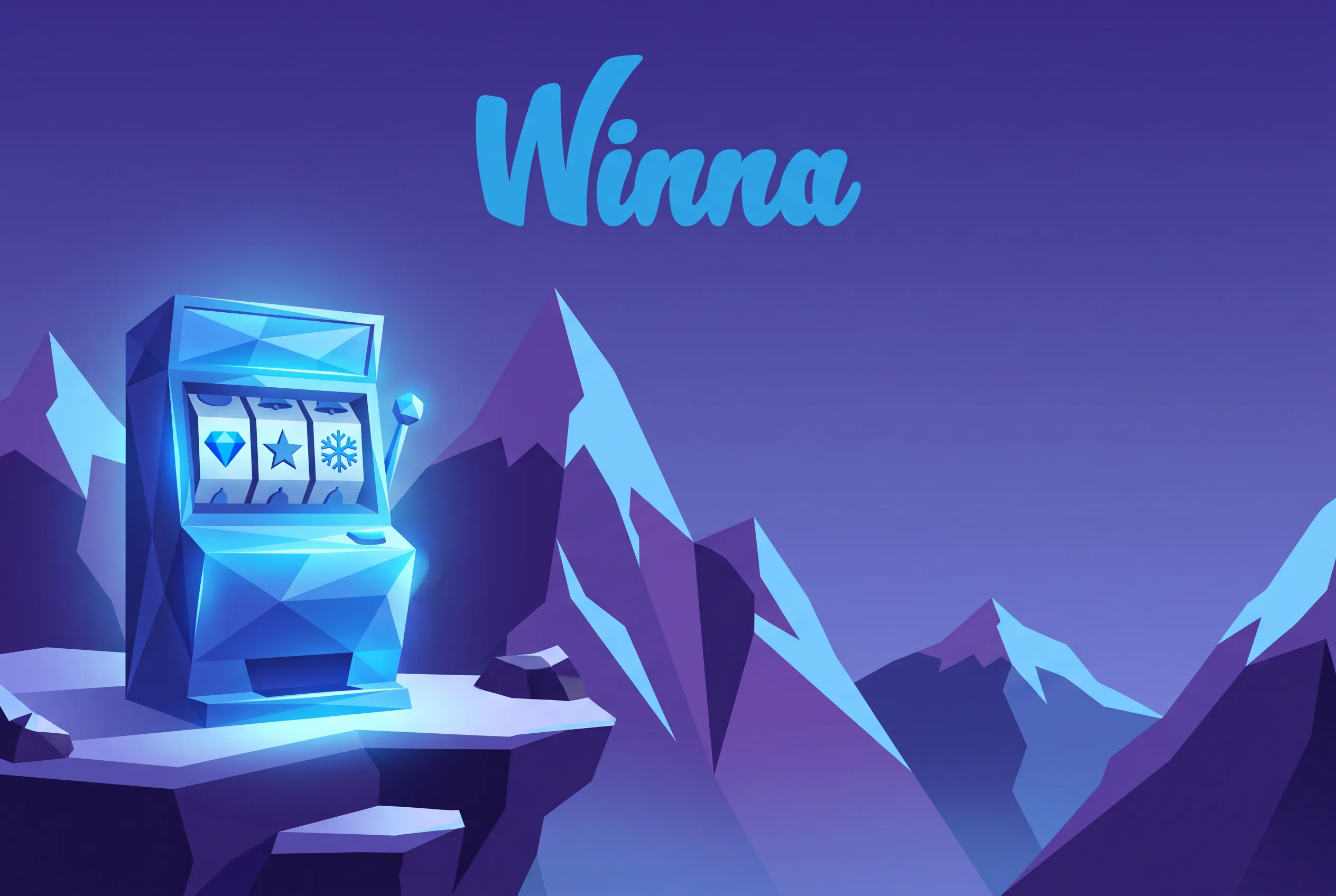 Winna Spielautomaten vor einer violetten Alpenlandschaft